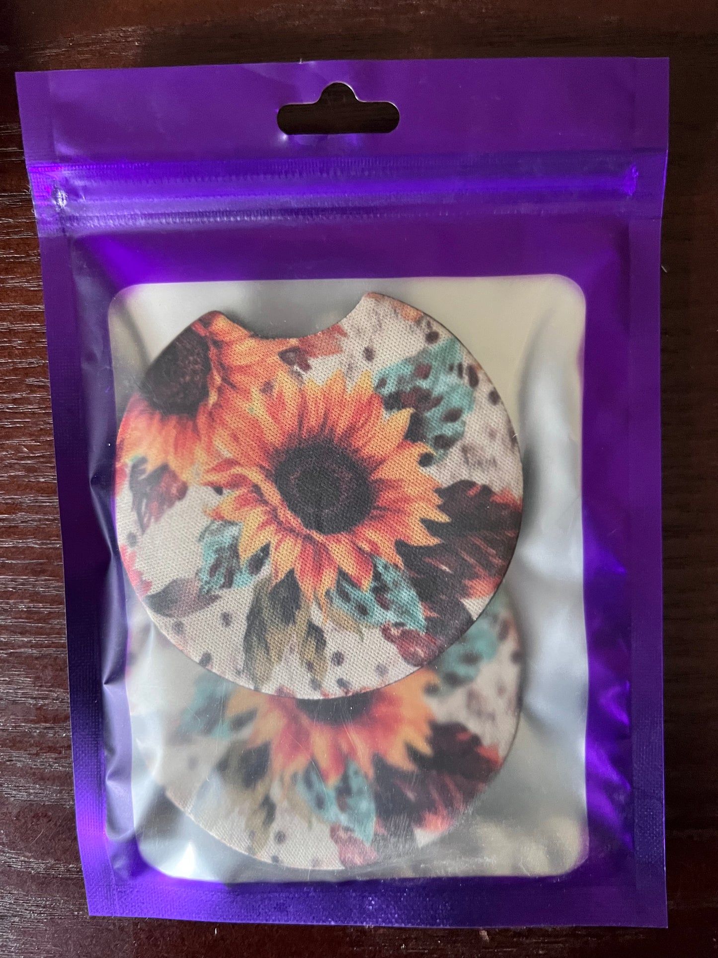 NEOPRENE CAR COASTER SET ( WILD FLOWERS)