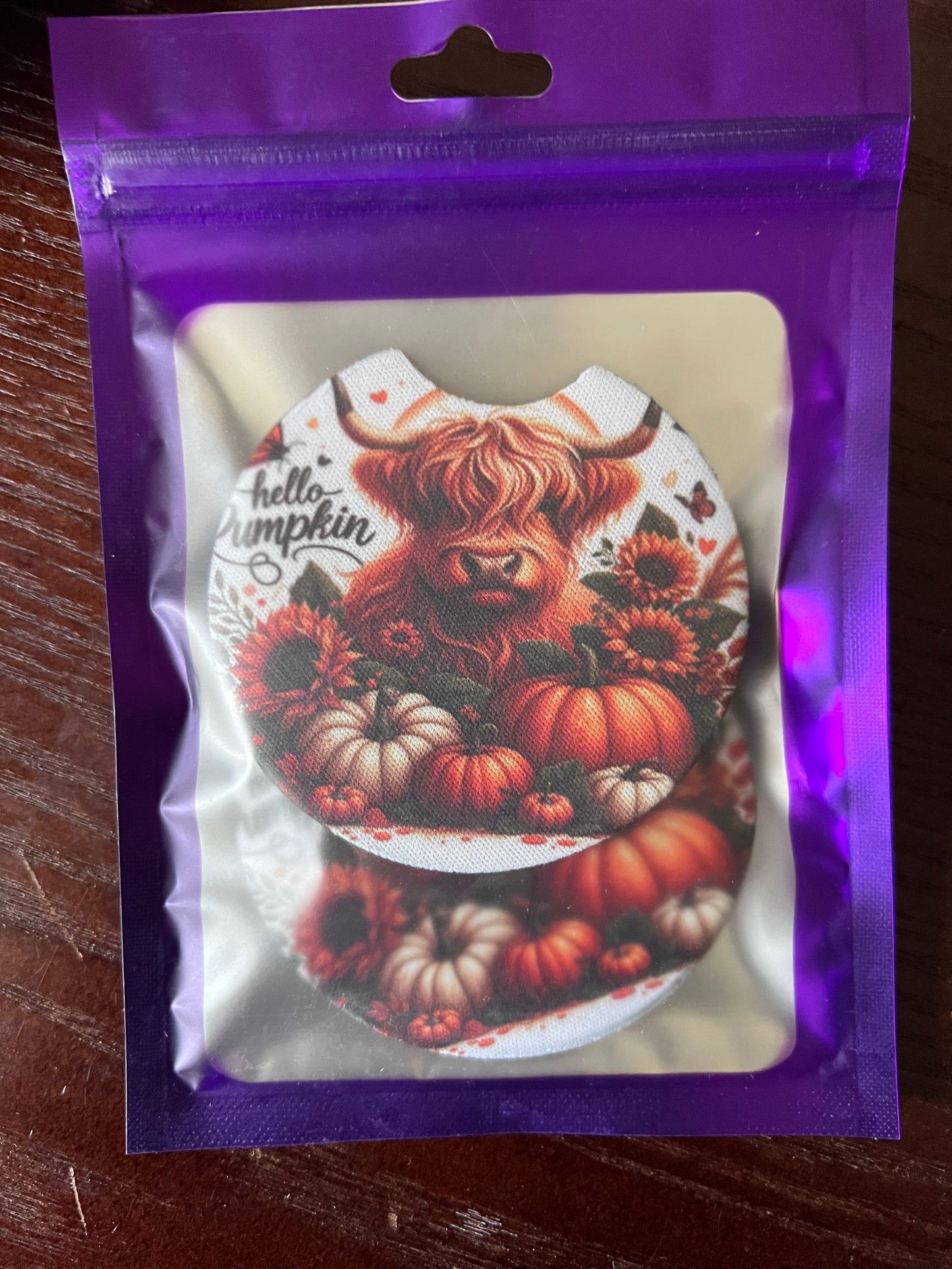 NEOPRENE CAR COASTERS (HIGHLAND COW)