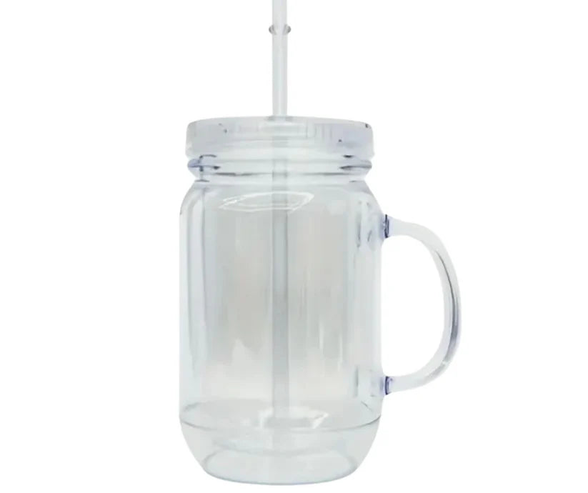 20oz Clear Mason Jar Snow Globe tumbler w/ clear lid