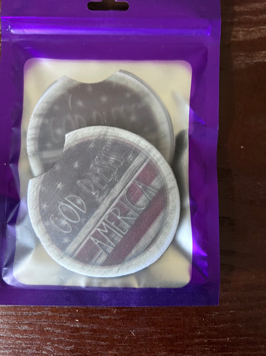 NEOPRENE CAR COASTER SET (AMERICANA)