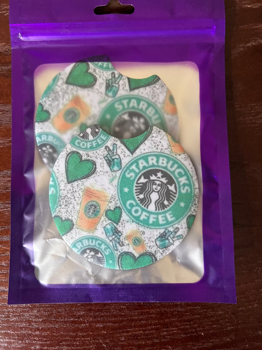 NEOPRENE CAR COASTER SET (STARBUCKS)