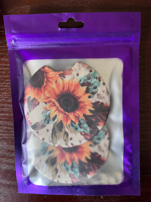 NEOPRENE CAR COASTER SET ( WILD FLOWERS)