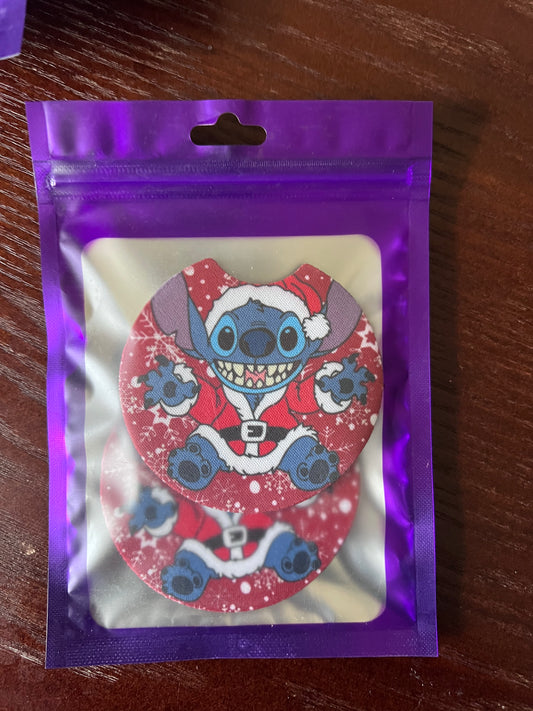 NEOPRENE CAR COASTER SET ( STITCH CHRISTMAS)