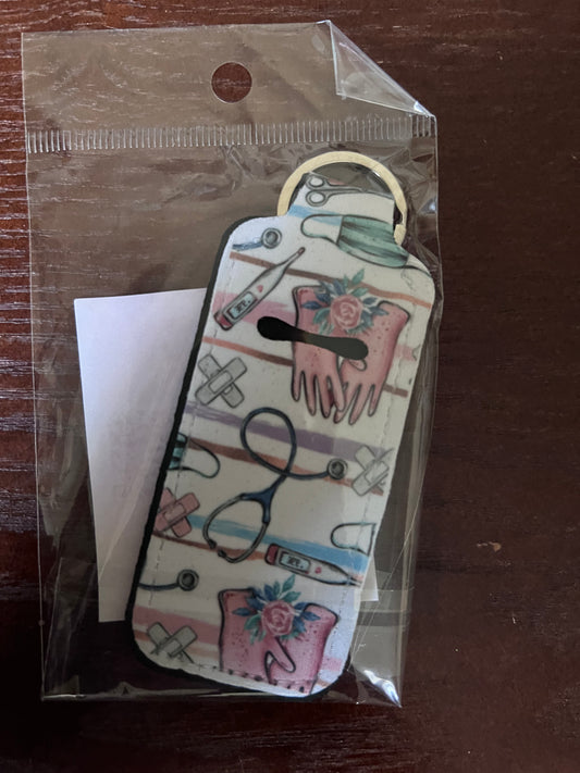 Neoprene chapstick holder keychain "NURSE/CNA" design