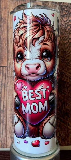 Best Mom highland cow 20oz tumbler