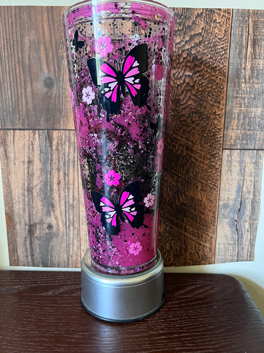 Butterflies Galore Snow Globe cup w/ decorative lid