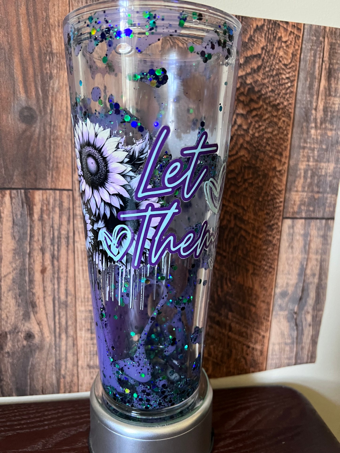 "Let Them" Purple Glitter drip Snow Globe Cup