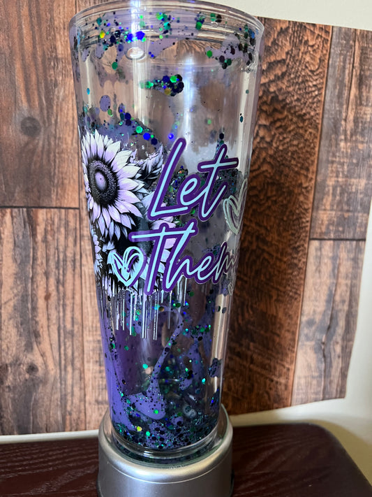 "Let Them" Purple Glitter drip Snow Globe Cup