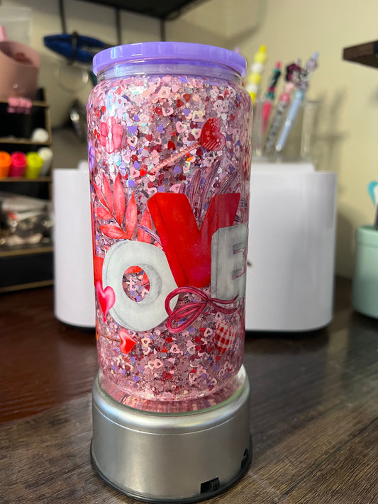 Dry Glitter glass "LOVE" tumbler