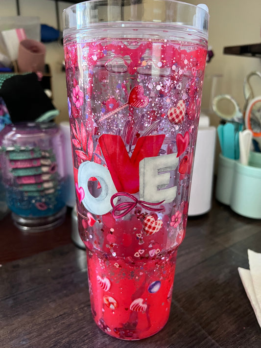 40oz LOVE Glitter dual lava Tumbler