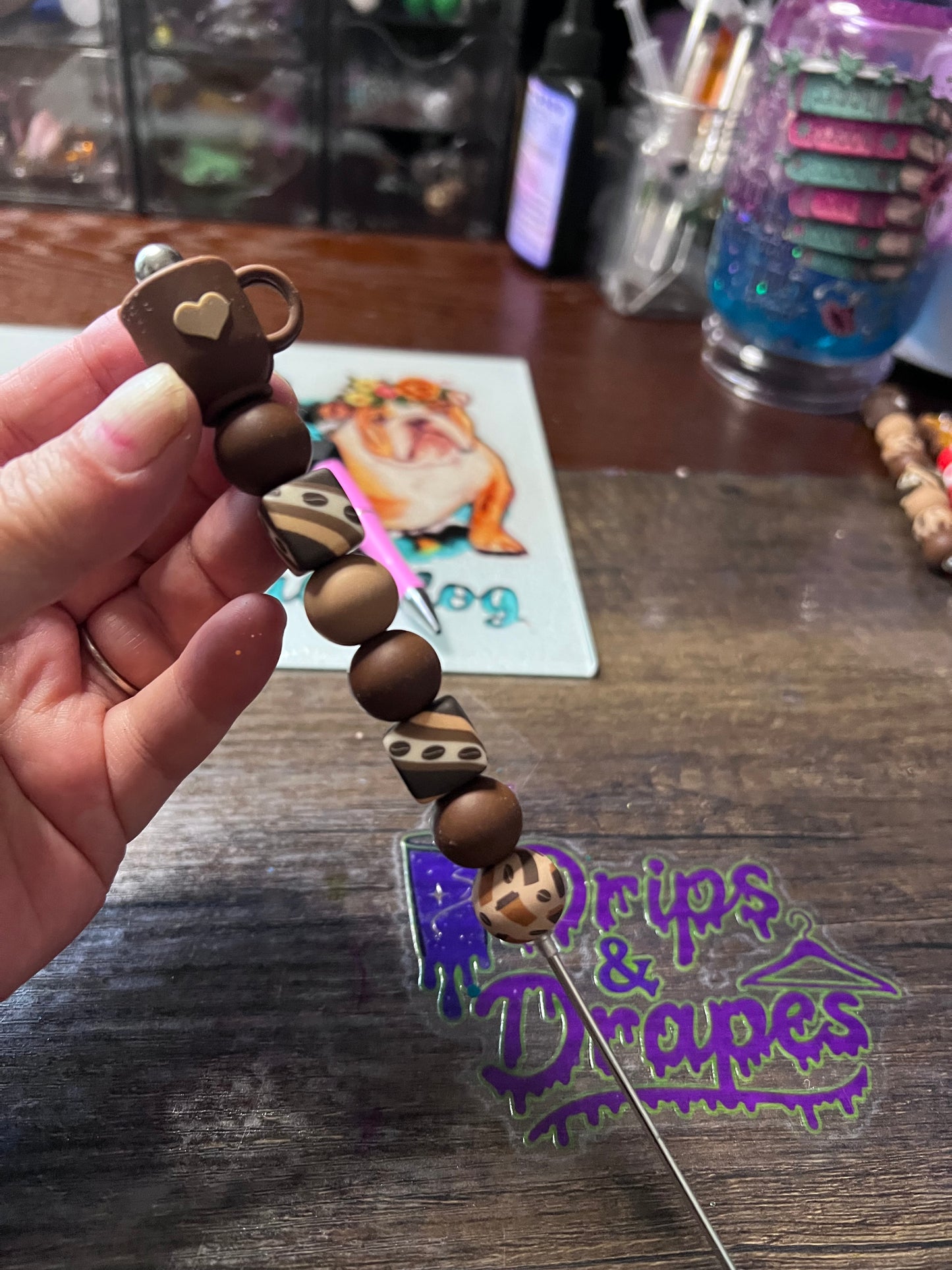 coffee cup beaded pokey tool