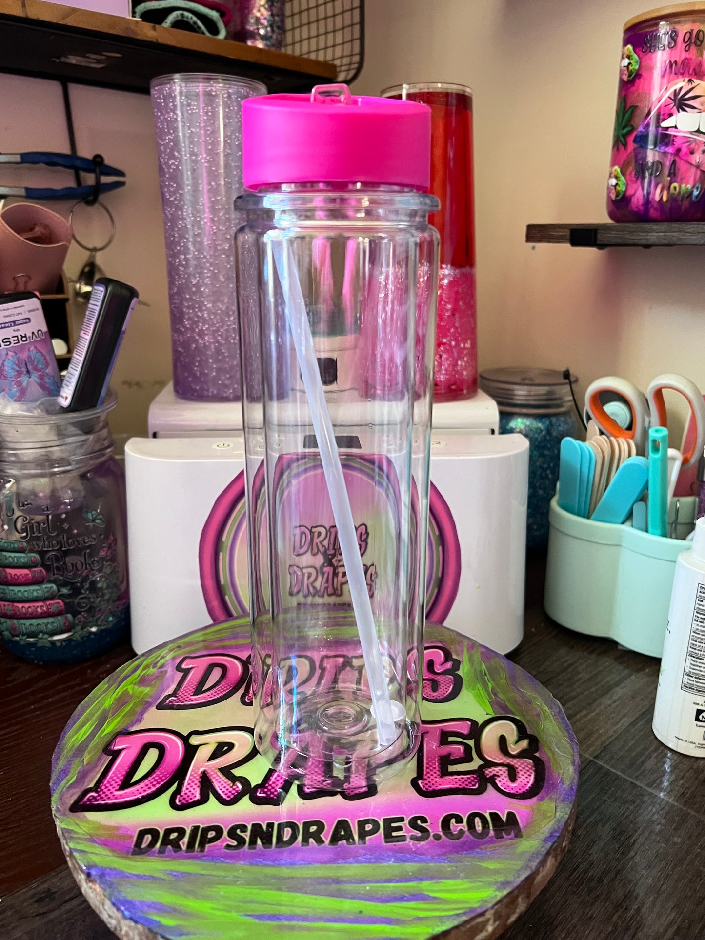 25 oz Flip Top snow globe water bottle