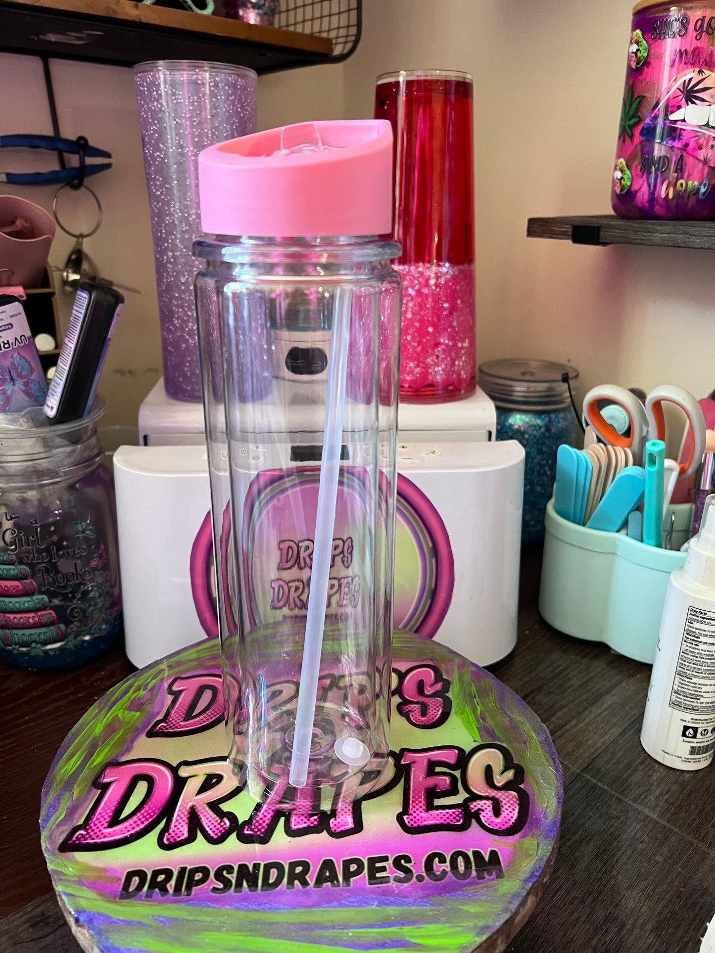 25 oz Flip Top snow globe water bottle