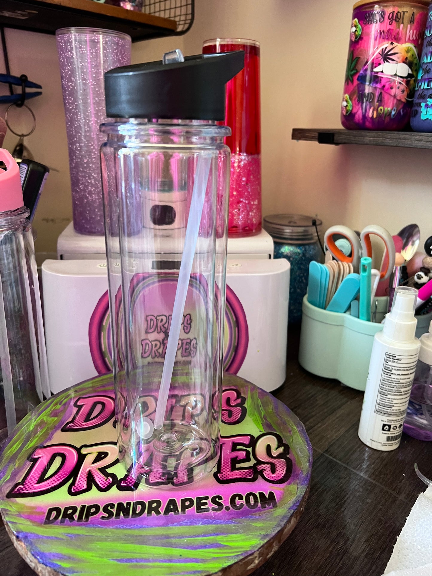 25 oz Flip Top snow globe water bottle