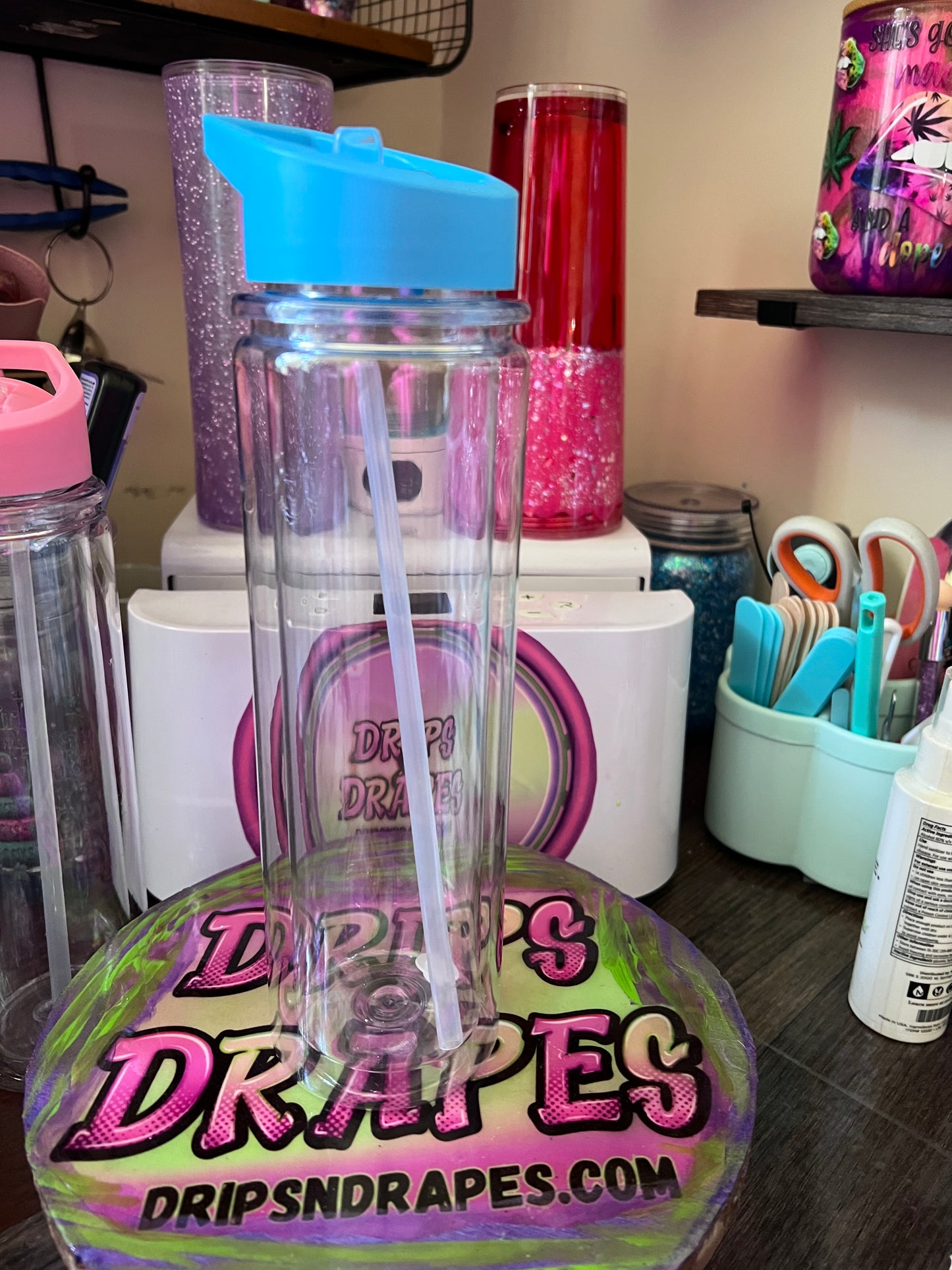25 oz Flip Top snow globe water bottle