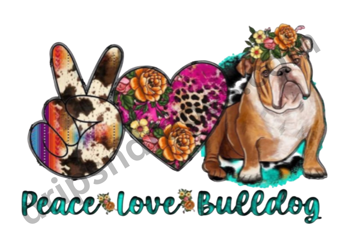 PEACE LOVE BULLDOG SVG
