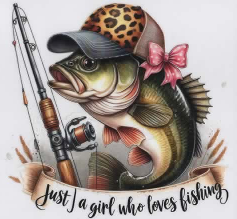 4 inch " Just a girl who loves fishing"