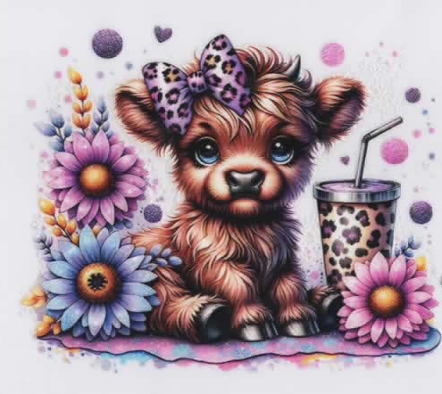 Cute cow 4 inch Uv dtf wrap