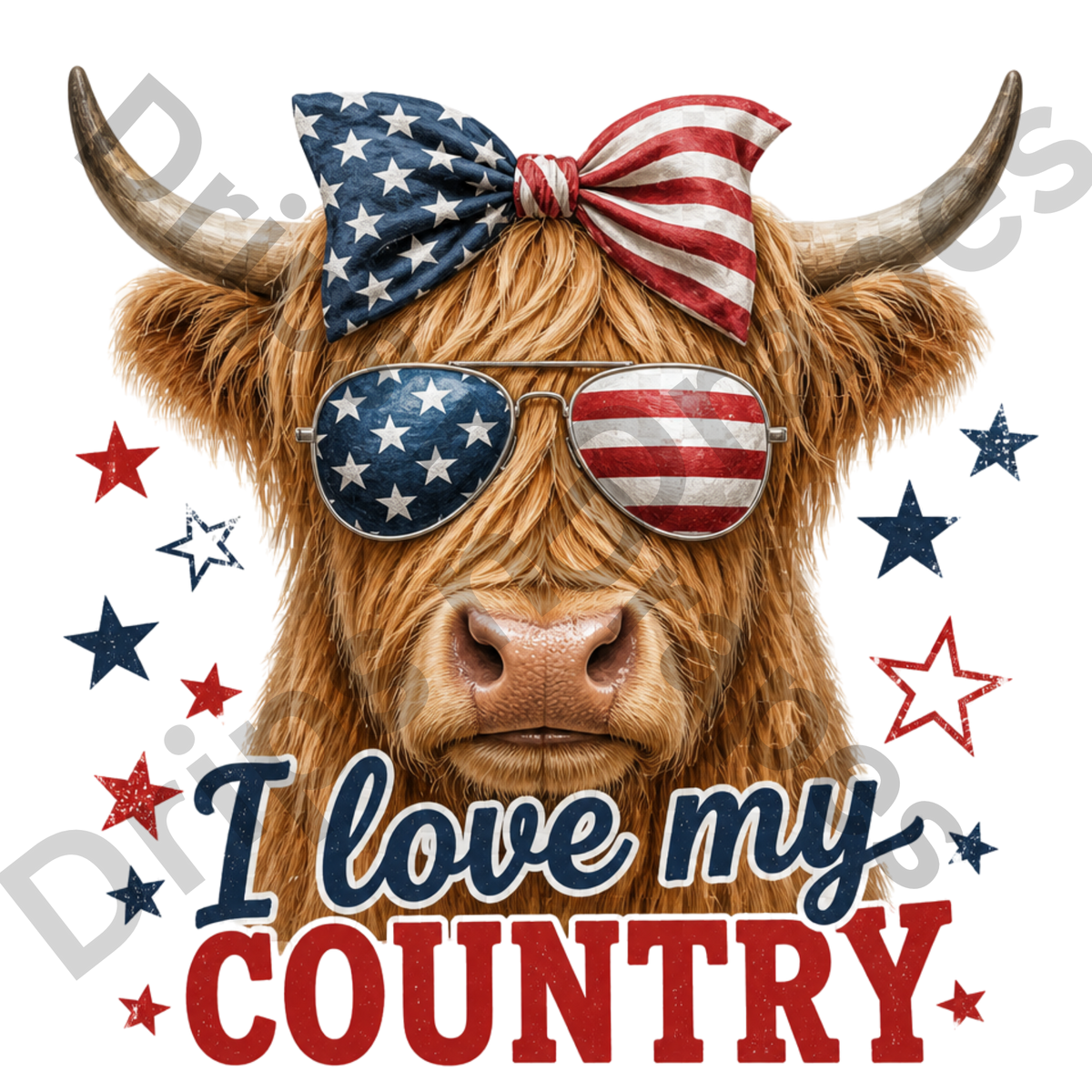 Highland cow "I love my Country" decal